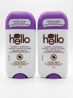 Hello Lavender Vanilla Bean Shea Butter Deodorant Stick Brand New Sealed x 2 Lot